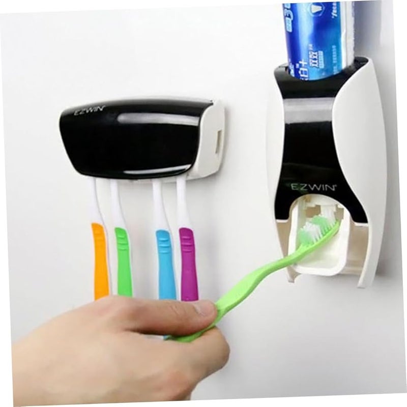Automatic Toothpaste Dispenser With Brush Holder Set Black For Bathroom Organization - Image 5